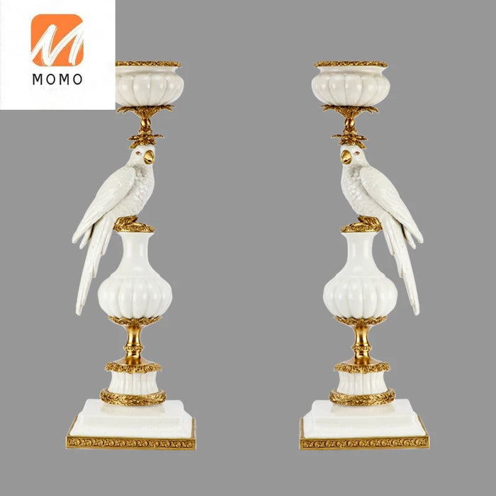 China manufacturer custom design antique candle holders interior decorations birds candlestick home decor living room