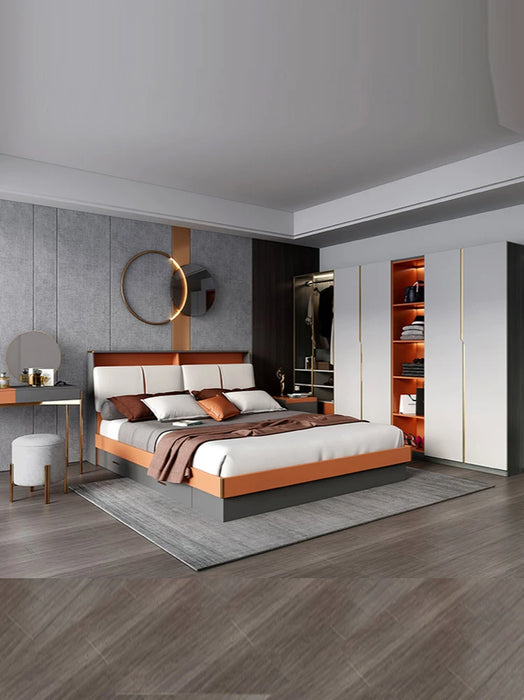 Bedroom household wardrobe simple modern double door overall coat cabinet cloakroom glass door light luxury cabinet combination