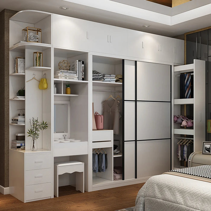 Nordic solid wood wardrobe modern minimalist sliding door overall door shift custom economy bedroom home sliding door cabinet