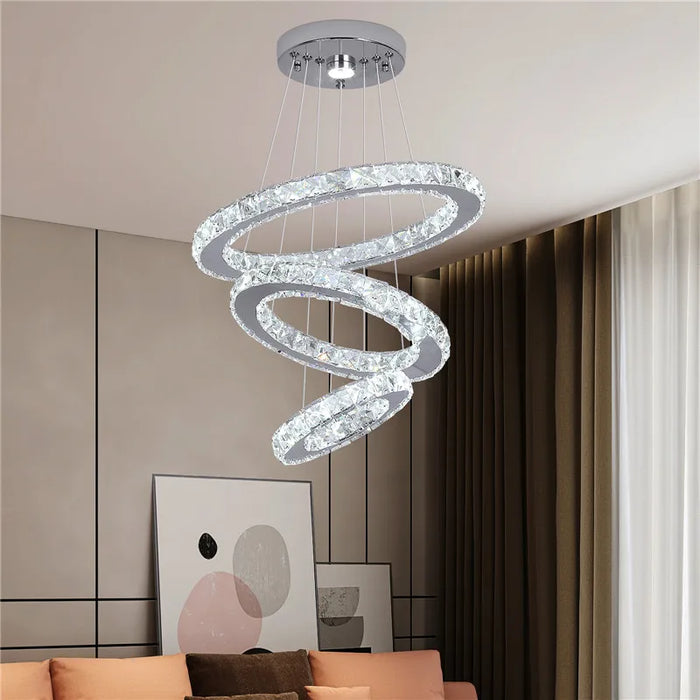 Crystal Led Ring Pendant Lights Modern Chandelier Ceiling Lamps Living Dining Room Decoration Lustre Hanging Fixtures Luminaire