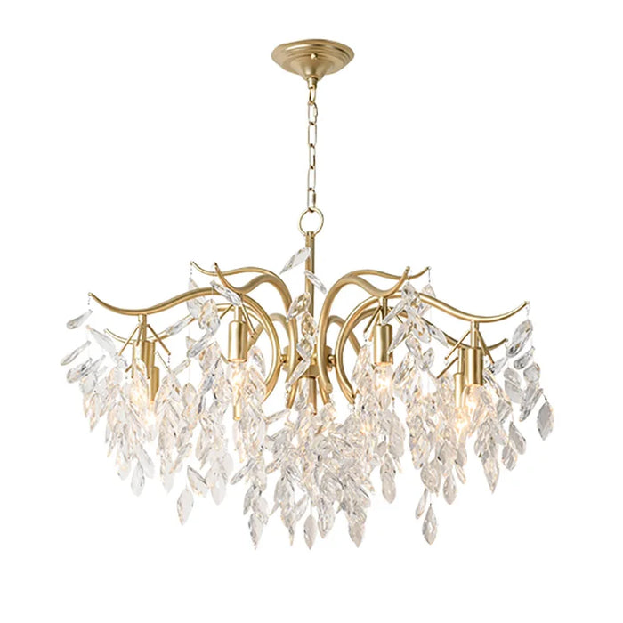 American Crystal Chandeliers Lighting Fixtures Golden Luxury Suspended Led Chandeliers for Restaurant Livingroom Bedroom Aisle
