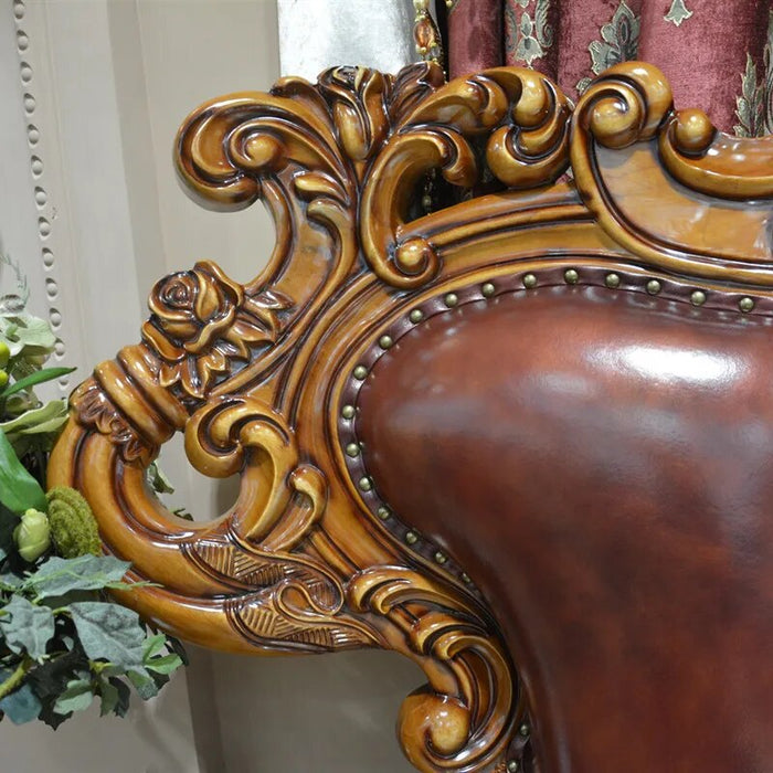 European solid wood carved double queen bed villa master bedroom American luxury wedding bed