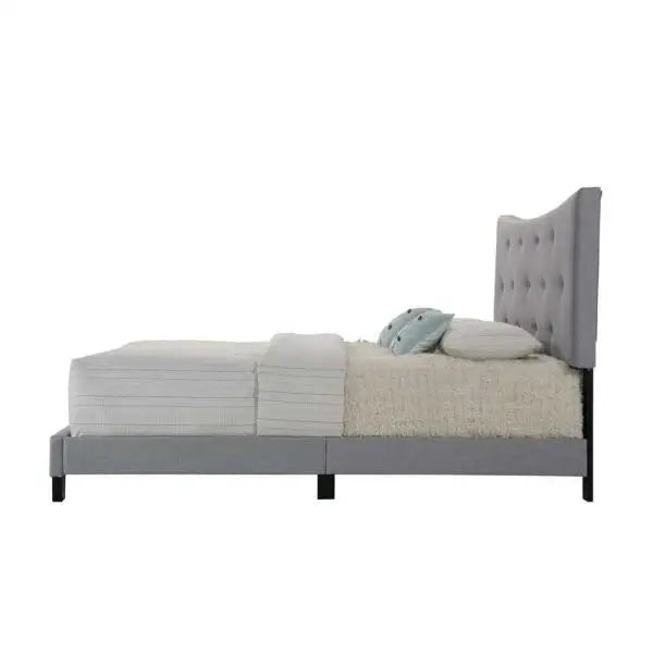Venacha Queen Bed in Gray Fabric   Bedroom Furniture for Livingroom US Warehouse