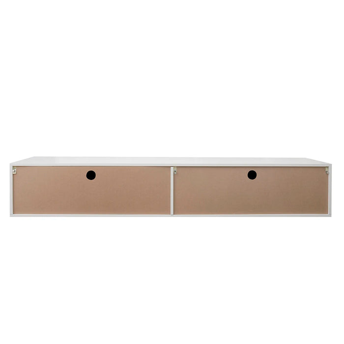 180 Wall Mounted Floating 80" TV Stand with 20 Color LEDs White Black For Home Living Room