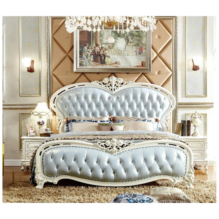 modern european solid wood bed 2 people Fashion Carved  leather  french bedroom furniture xhc0010