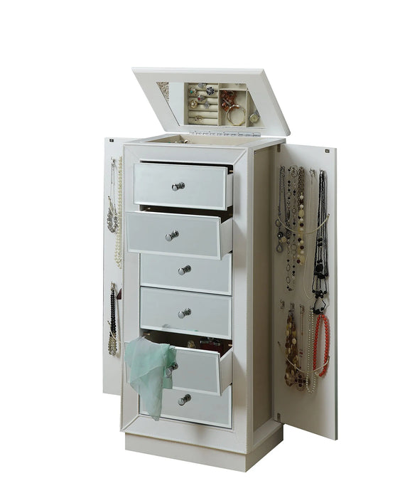 Standing Jewelry Armoire with Mirror Talor Jewelry Armoire in White US Warehouse