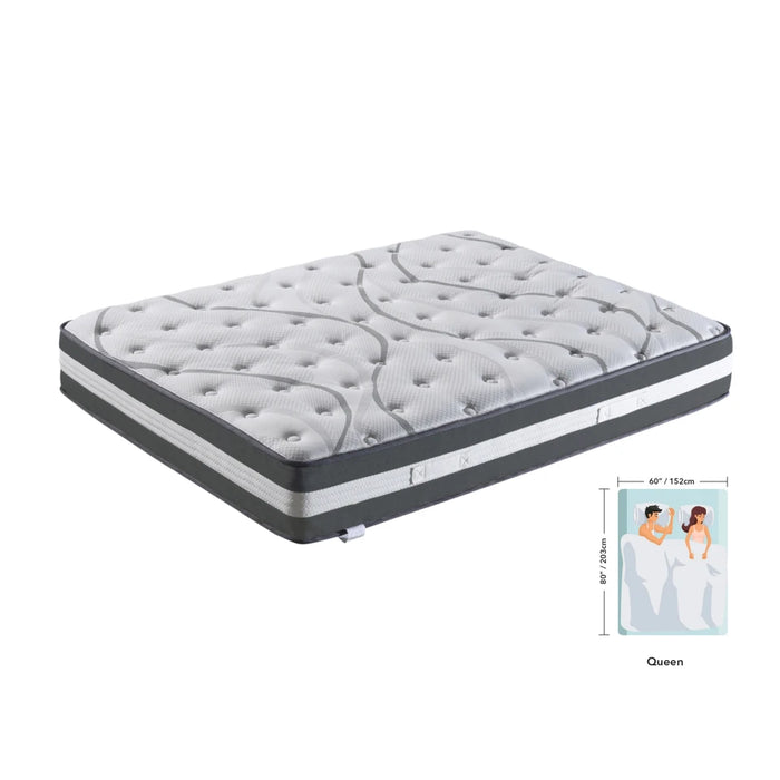 12 Inches Thick Hybrid Pocket Spring Mattress Comfortable Cover Anti-Fire Foam King/Queen/Full/Twin 4 Sizes[US-W]