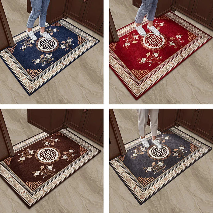 Living Room Carpet Chinese Style Royal Blue Carpet Nordic Rug Jacquard Bedroom Bedside Non-slip Carpet Coffee Table Floor Mat