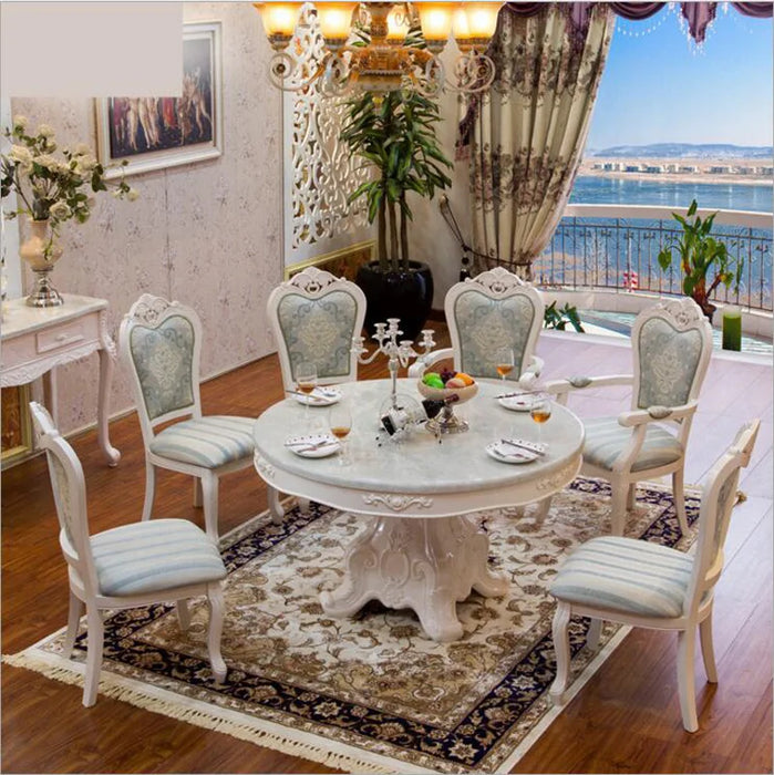Modern Style Italian Dining Table, 100% Solid Wood Italy Style Luxury round Dining Table set o1114