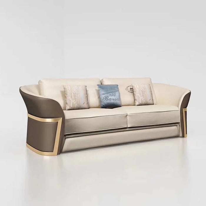 Leather Sofa Triple Full-Grain Leather  Living Room Luxury Post-Modern Sofa COUCH Furniture