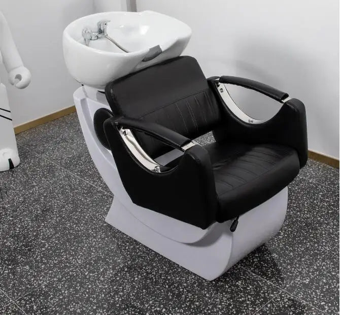 Barbershop sitting shampoo bed Half reclining hair washing lounger hair salon special small deep basin flush bed