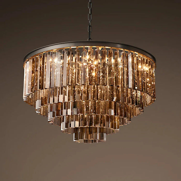 Modern Crystal Chandelier Light Elegant K9 Crystal Smoky Gray Crystal Suspension Lamparas for Cafe Restaurant Hotel Lighting