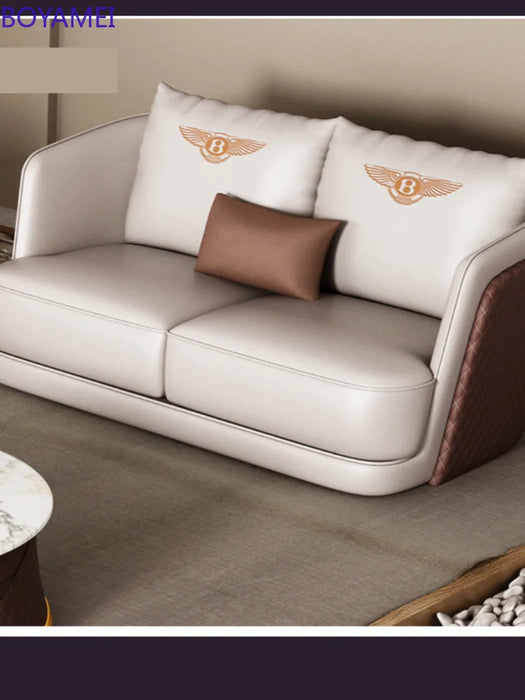 Napa Leather Italian light luxury living room small family sofa