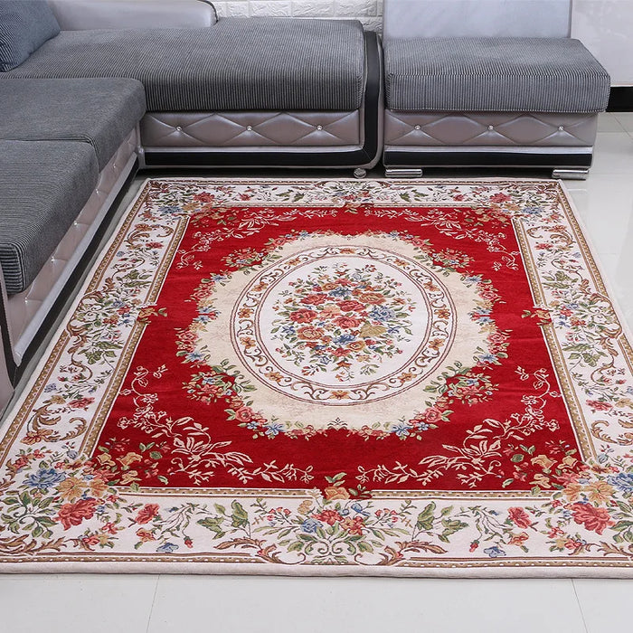 Woven Persian Carpet Europe Floral Carpets Living Room Parlor Bedroom Rug Coffee Table Floor Jacquard Mat Bedside Rug