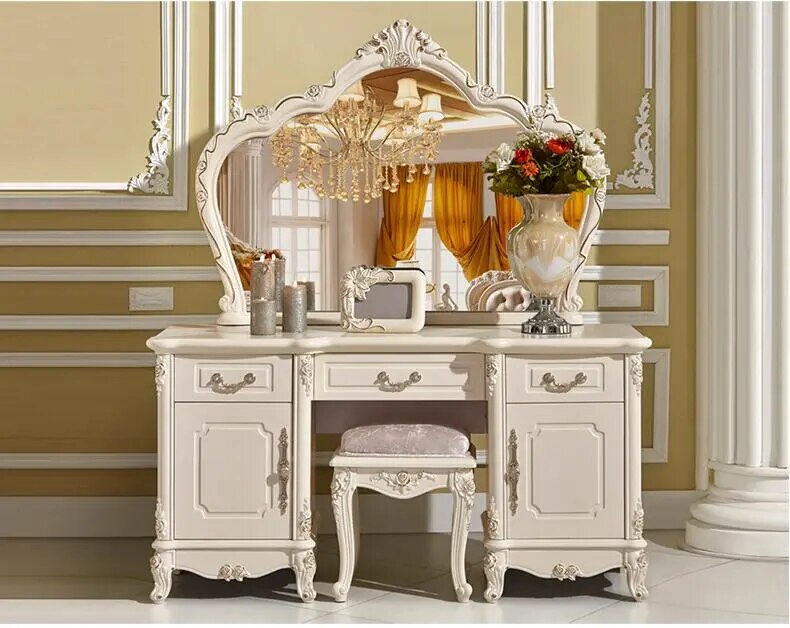 European dressing table bedroom combination princess dresser table simple with light mirror makeup cabinet net red mini size