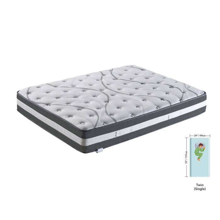 12 Inches Thick Hybrid Pocket Spring Mattress Comfortable Cover Anti-Fire Foam King/Queen/Full/Twin 4 Sizes[US-W]