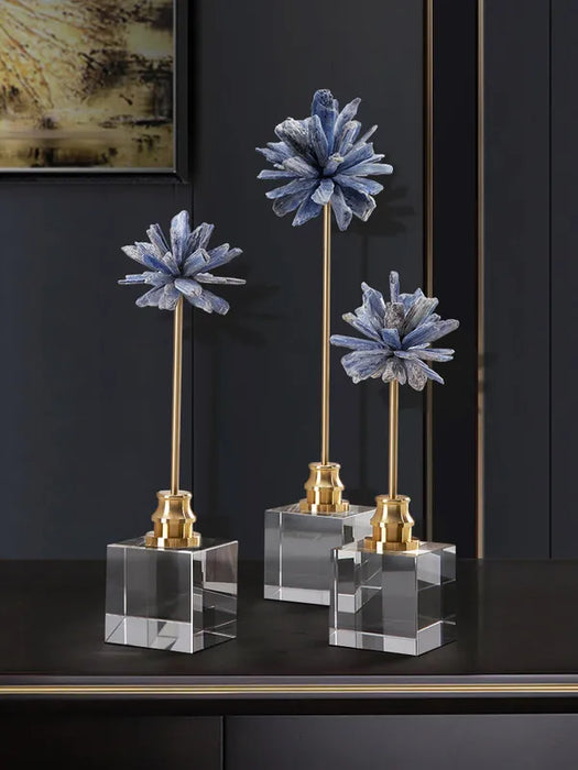Creative Interior Crystal Base Natural Blue Stone Flower Art Craft Home Decor Arabic Style Tabletop Wedding Home Decorations