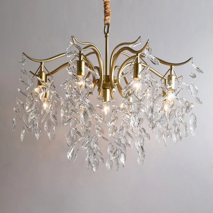 American Crystal Chandeliers Lighting Fixtures Golden Luxury Suspended Led Chandeliers for Restaurant Livingroom Bedroom Aisle