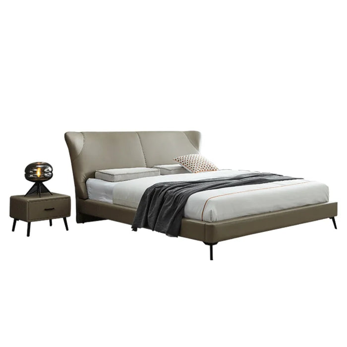 Nordic leather bed modern minimalist master bedroom double bed 1.8 m small apartment soft bed wedding bed master bedroom furnitu