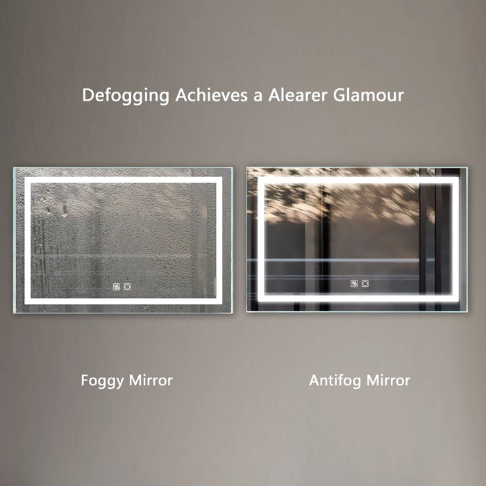 LED Bathroom Vanity Mirror 40 x 24 inch Anti Fog  Night Light Dimmable Touch Button Superslim 90+ CRI  Waterproof IP44