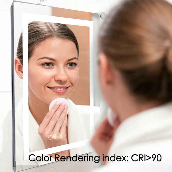 24 X 36 Inch Led Mirror Bathroom Wall Mounted 3 Brightness X3 Colors Anti-Fog Waterproof Back Mackup