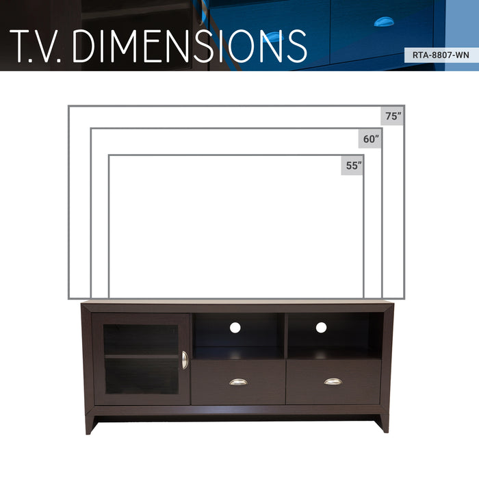 Modern TV Stand Cabinet 55x16.5x24Inch with Storage Space for TVs Up To 60" Brown[US-W]