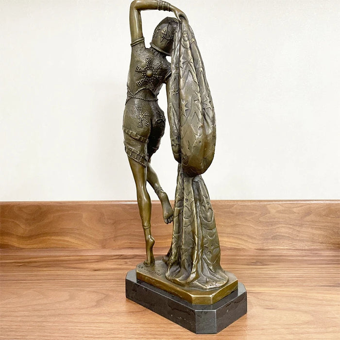 17Inch Bronze Sexy Woman Statue Dance Egypt Female Bronze Sculpture Casting Art Crafts For Home Decoration Interior Ornament