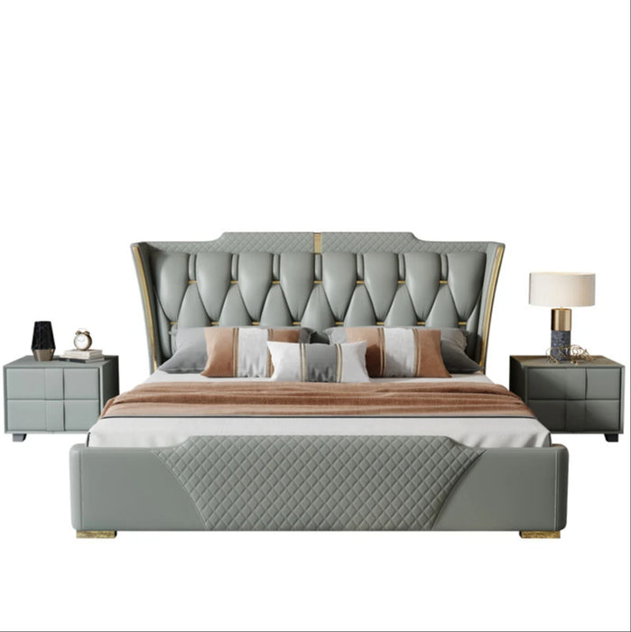 leather bed modern minimalist 1.8 meters double bed master bedroom ins bed high-end atmospheric storage bed wedding bed