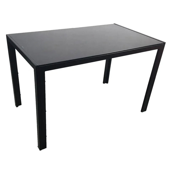 Dinning Table Set  Tempered Glass & Iron Dinning Table 4pcs Elegant Assembled Stripping Texture High Backrest Dining Chairs
