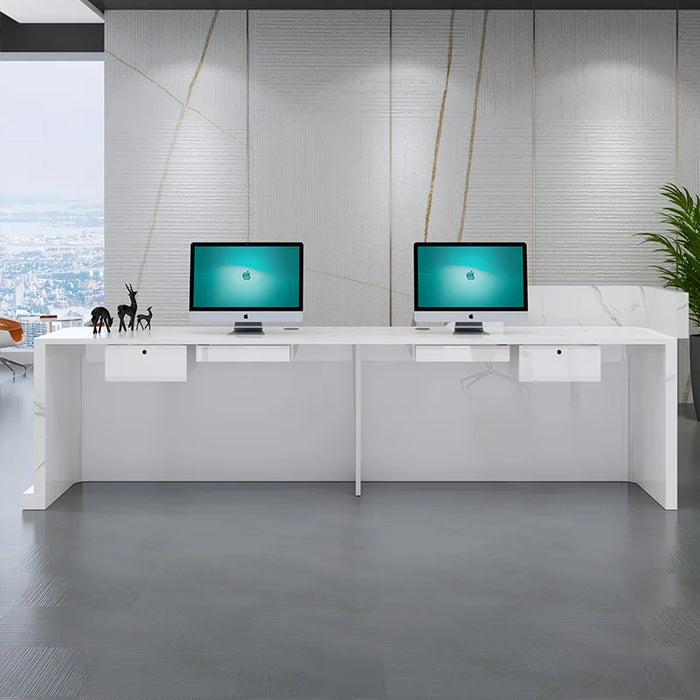 Paint front desk imitation marble pattern company front desk reception desk consultation welcome desk counter