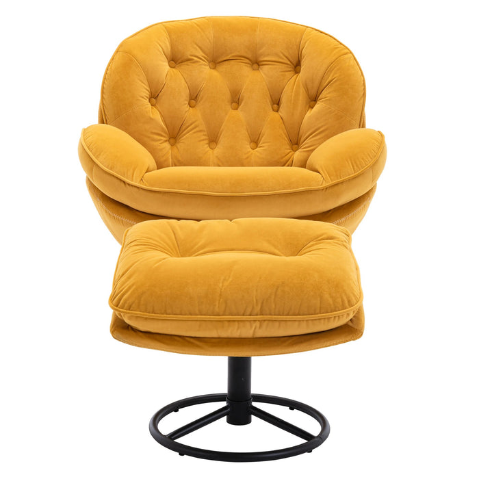 Accent chair TV Chair Living room Chair Beige sofa with Ottoman-Yellow