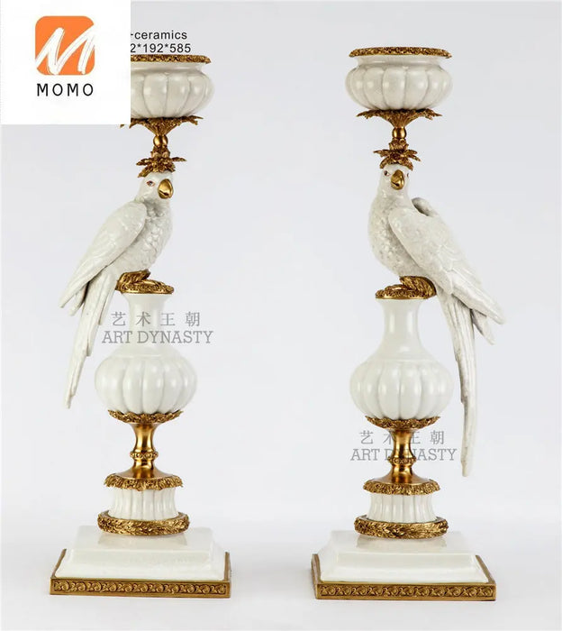 China manufacturer custom design antique candle holders interior decorations birds candlestick home decor living room