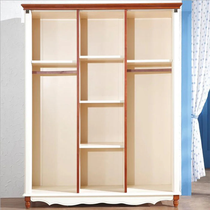 American country style wood wardrobe closet bedroom furniture three doors large storage closet p10253