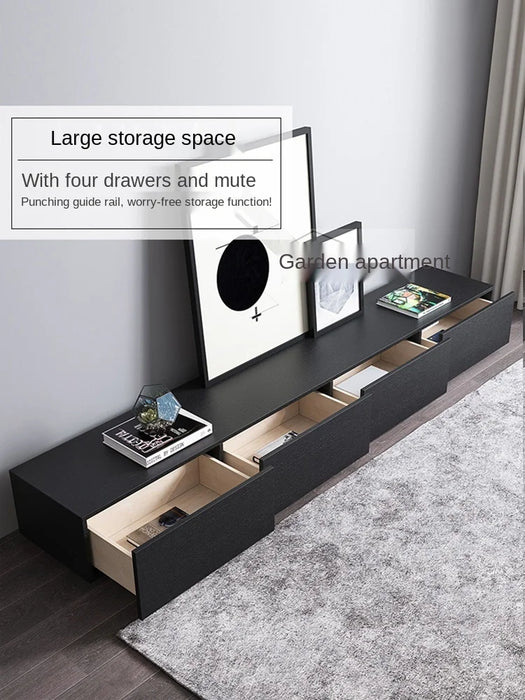 TV cabinet coffee table combination Nordic small apartment modern minimalist living room furniture Black walnut  floor cabinet