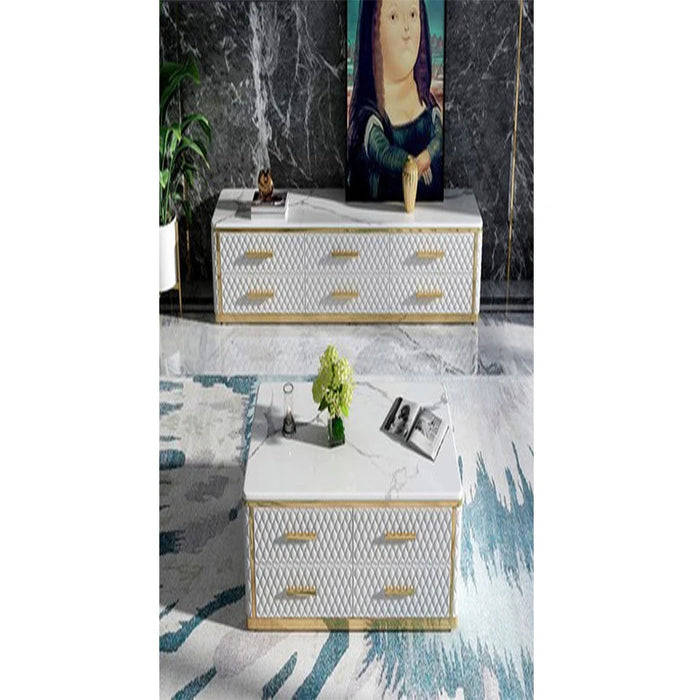 Light luxury marble coffee table simple modern fashion designer creative living room furniture high-end Italian TV cabinet