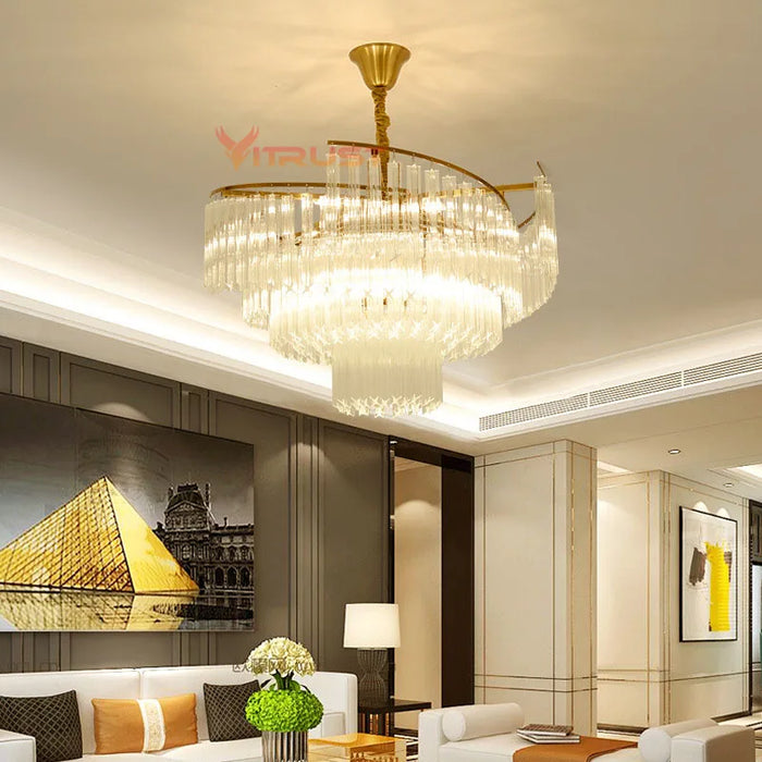 Luxury Crystal Chandelier Lamps Gold Hanging Fixture Lighting Pendant Suspension Living room Dining Bedroom Home Lighting Hotel