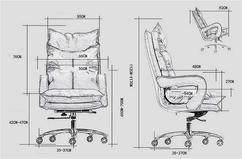 Thicken Double Layer Office Boss Chair Lifted Rotated Household Reclining Computer Chair Simple Style PU Leisure Swivel Chair