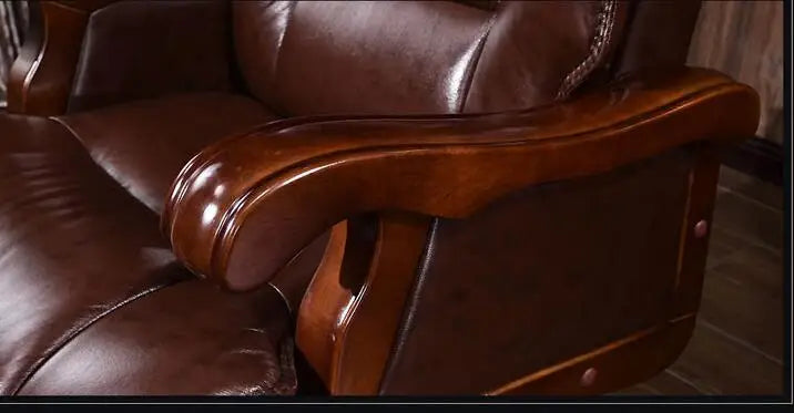 The boss chair leather chair can lie computer chair home with massage can lift head layer cowhide office chair.8