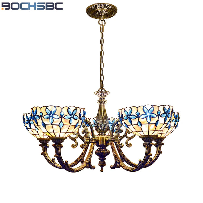 BOCHSBC Suspension Lights Chandeliler Lamps Fixtures for Dinning Room Living Room Bedroom European Lilac Shells Light Lampara