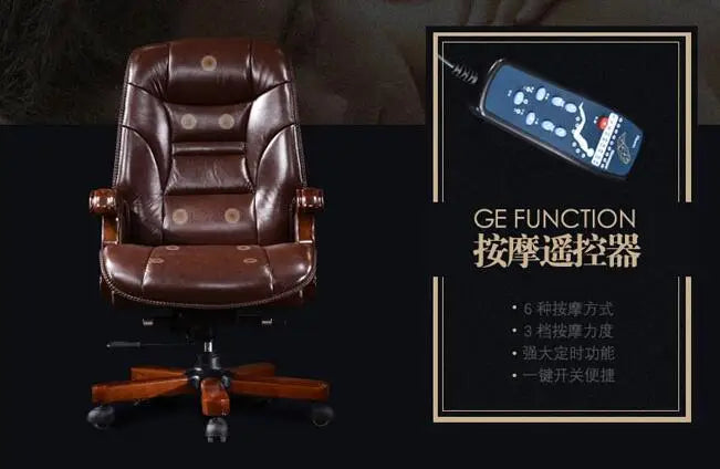 The boss chair leather chair can lie computer chair home with massage can lift head layer cowhide office chair.8