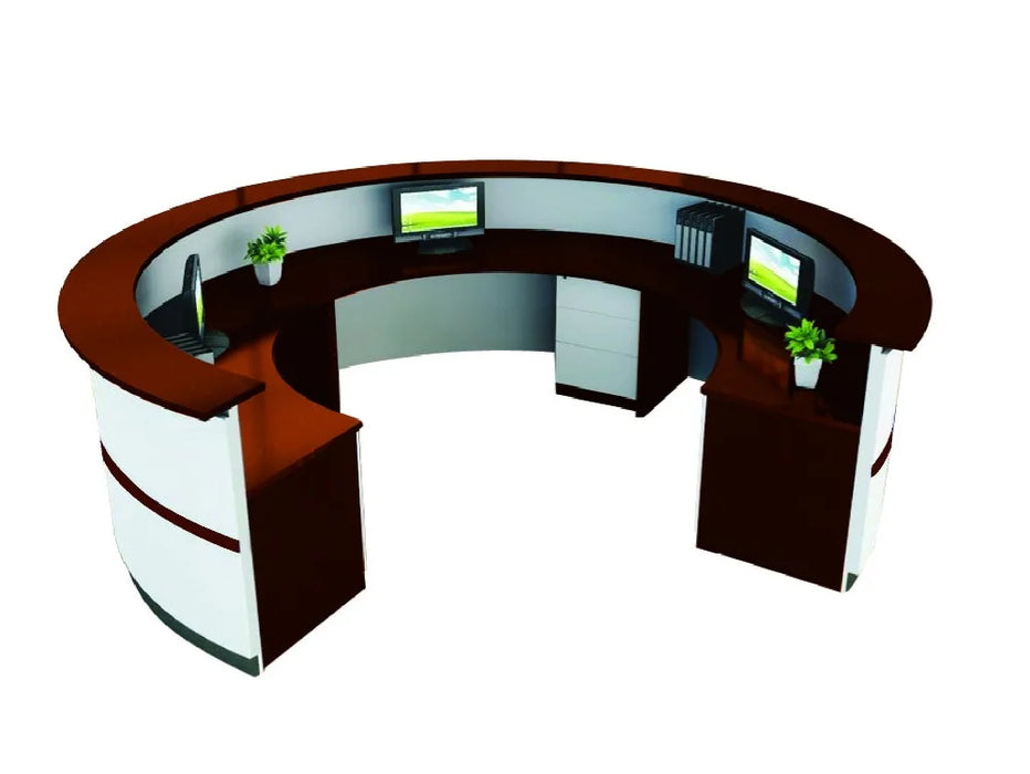 3.4m (11.15FT)matt Red white piano lacquer half round design RECEPTION COUNTER desk QT3410