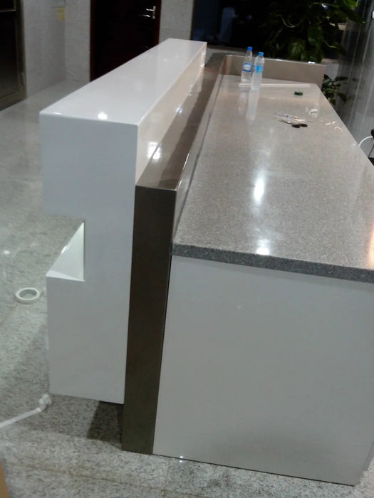 hotel curved marble reception desk counterQT3000 (table top is panel +cabinets ) QT3000