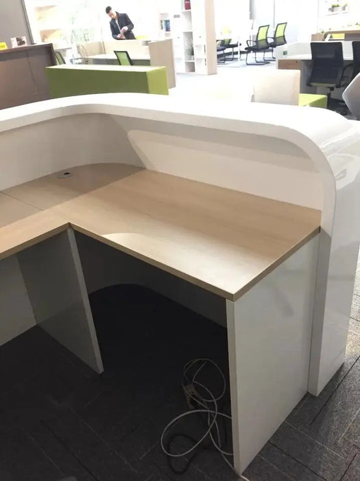 2.8 m modern white reception Cashier desk supplier with led light #QT2800-W