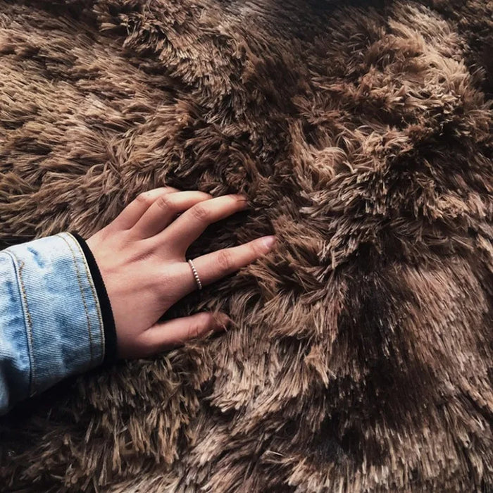 Luxury Rectangle Square Soft Warm Plush Floor Rugs Fluffy Area Rug Gradient Carpet Shaggy Long Hair Solid Mat for Home Decor