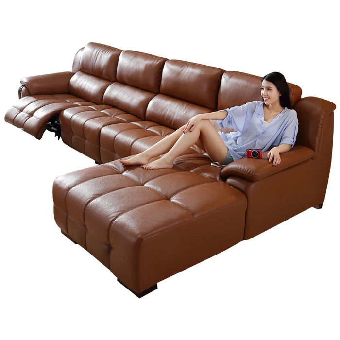 Living Room Sofa set real genuine leather sofas salon couch electric recliner L sofa cama speaker air cleaner puff asiento mueb