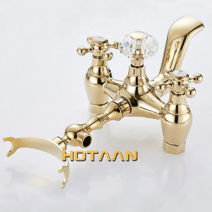 Luxury Antique Style Gold Color Bath Tub Faucet Ceramic Handle Hand held Shower Head Faucet Mixer Tap . YT-5329