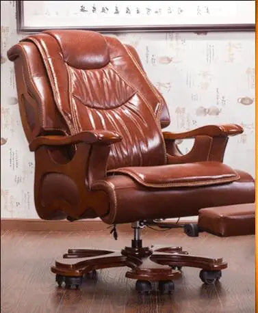 Office chair swivel chair. Real wood boss chair. Lift massage can lie in the computer chair.03