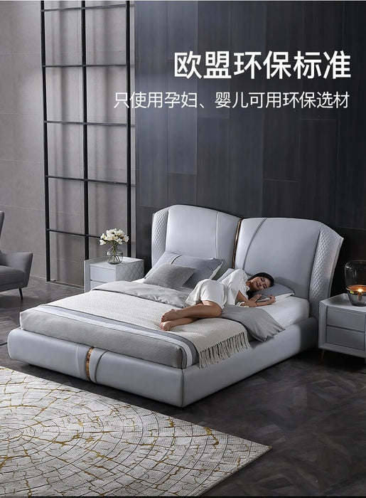 Real Genuine cow leather bed Soft Beds Bedroom camas lit muebles de dormitorio yatak mobilya quarto unique designer furniture