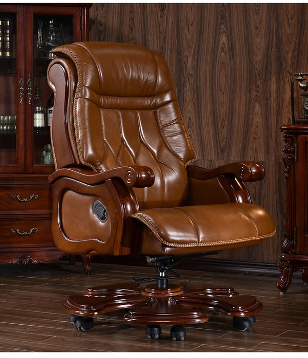 Boss chair. Leather chair. Massage computer chair. Real wood study chair.6