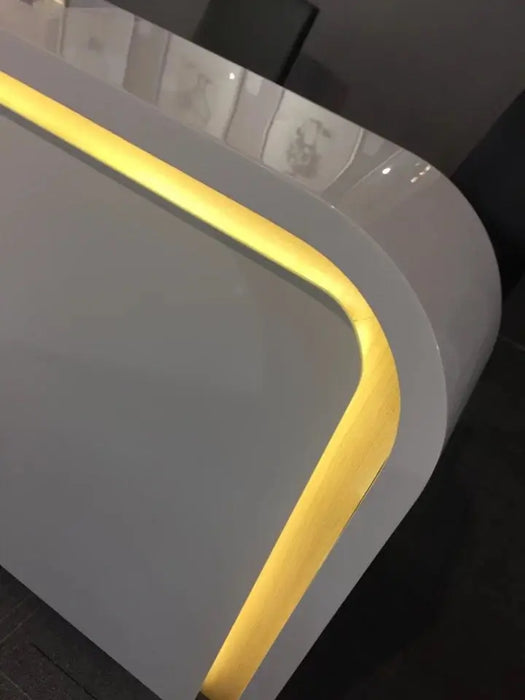 2.8 m modern white reception Cashier desk supplier with led light #QT2800-W